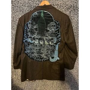 Vintage Botany 500 Men's Brown Blazer Size 44 Long Classic Fit Formal W/Flaws